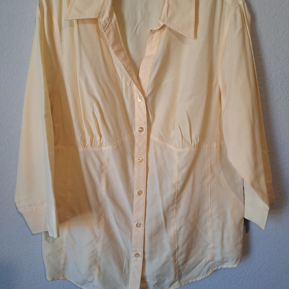Dressbarn button down shirt. Light yellow and Corset style - Picture 5 of 13